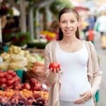 pregnant woman and healthy food