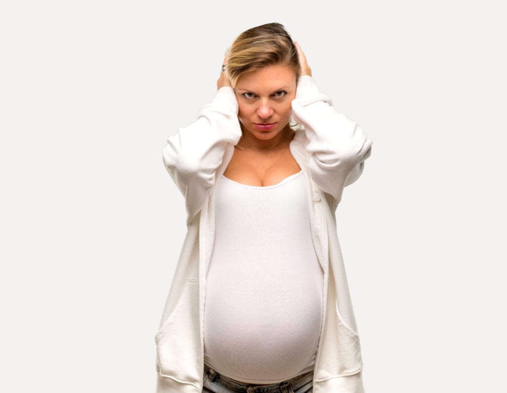 annoyed pregnant woman